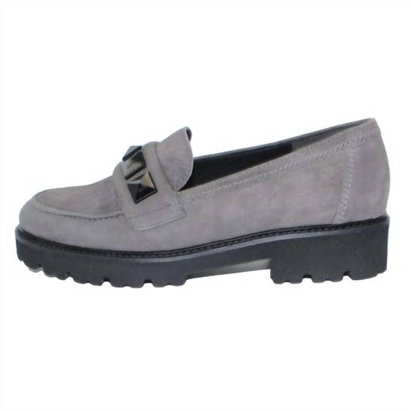 NEW GABOR women's studded loafer in grey suede - Picture 3 of 3